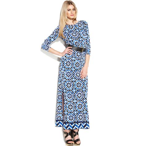 michael kors maxi dress blue|michael kors long sleeve dresses.